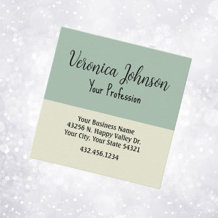 Professional Executive Modern Sage Green Square Business Card