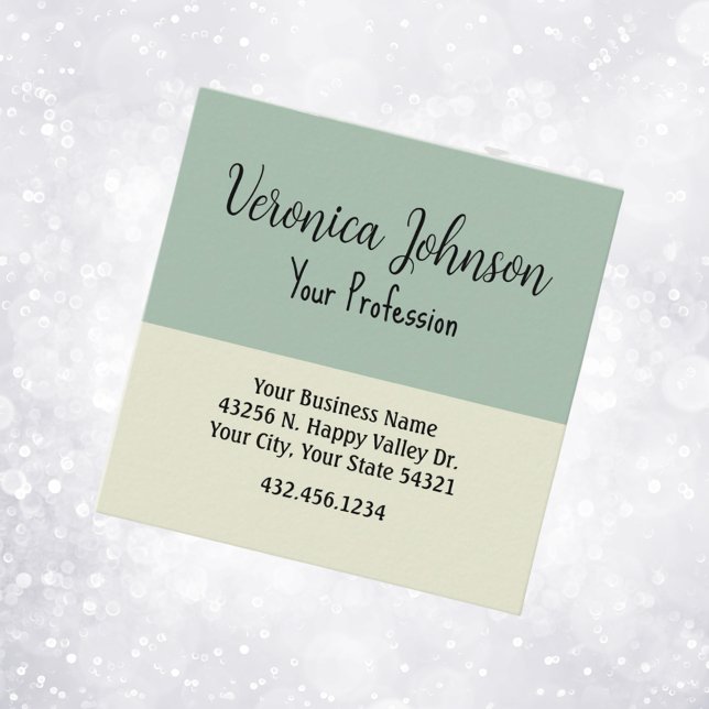 Professional Executive Modern Sage Green Square Business Card (Creator Uploaded)