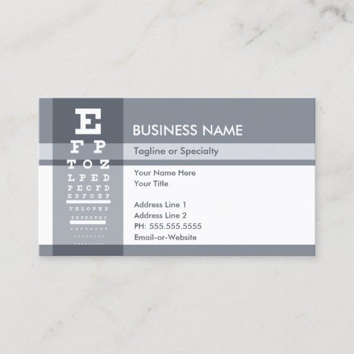 Customizable professional eye chart business card template
