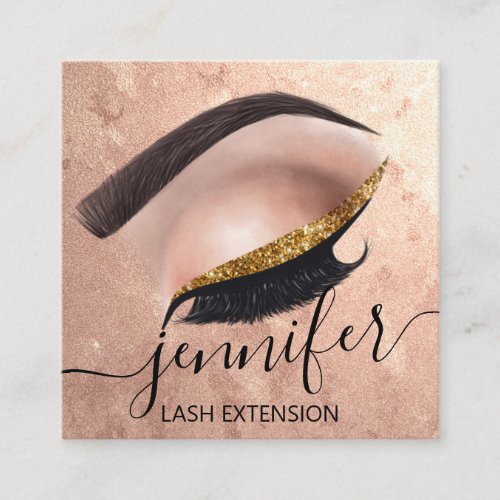 Professional Eyelash Extension Makeup Artist Rose Square Business Card