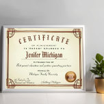 Professional fake custom certificate diploma<br><div class="desc">Elegant classic style with a pretty simulated golden border frame. You can easily edit it by choosing font style and design photo filter. Fun way to reward a loved one ( best dad best mom ever ). Original way to thank someone for their support ( best nurse, best teacher, best...</div>