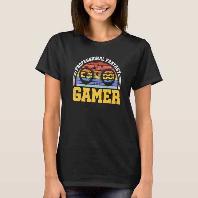 Professional Fantasy Gamer Humour Retro Gaming Con T-Shirt (Front)