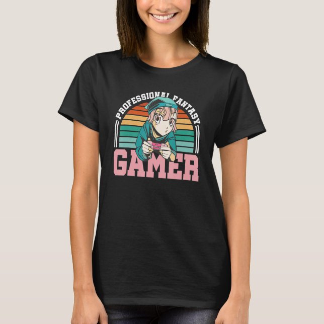 Professional Fantasy Gamer Humour Retro Gaming Con T-Shirt (Front)