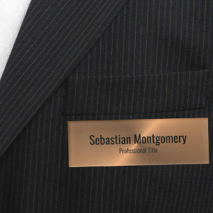 Professional Faux Copper Metallic with Black Text Name Tag