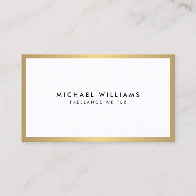 Professional Faux Gold and White Business Card (Front)