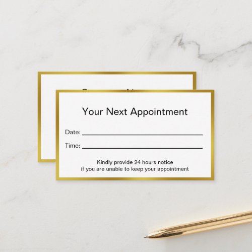 Professional Faux Gold Border Appointment Card