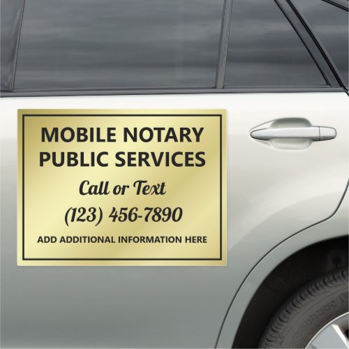Professional Faux Gold Mobile Notary Public Car Magnet