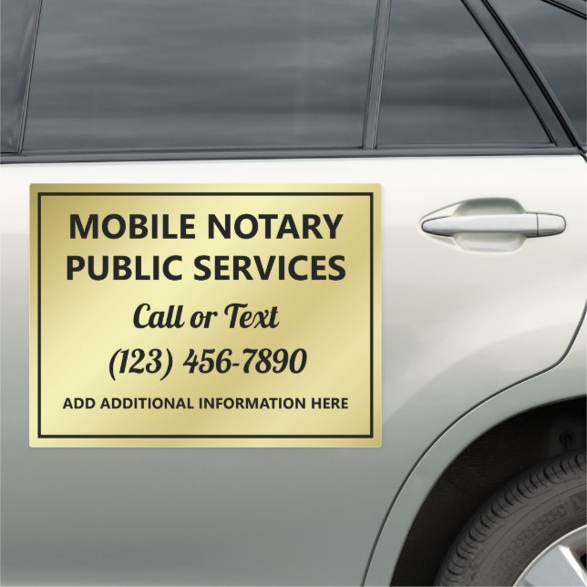 Professional Faux Gold Mobile Notary Public Car Magnet (In Situ)