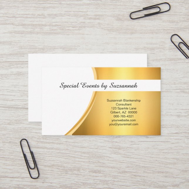 Professional Faux Gold Template Text Only Business Card (Front/Back In Situ)