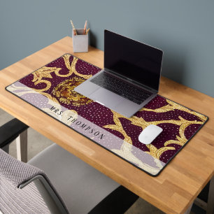 Professional Faux Leather Rhinestone Desk Mat