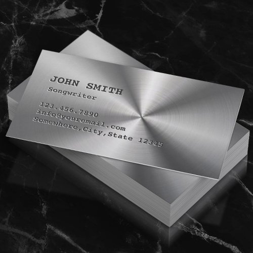 Cool Faux Stainless Steel Songwriter Business Card