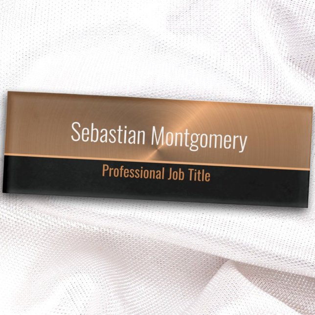 Professional Faux Metallic Copper Flare Template Name Tag (Creator Uploaded)