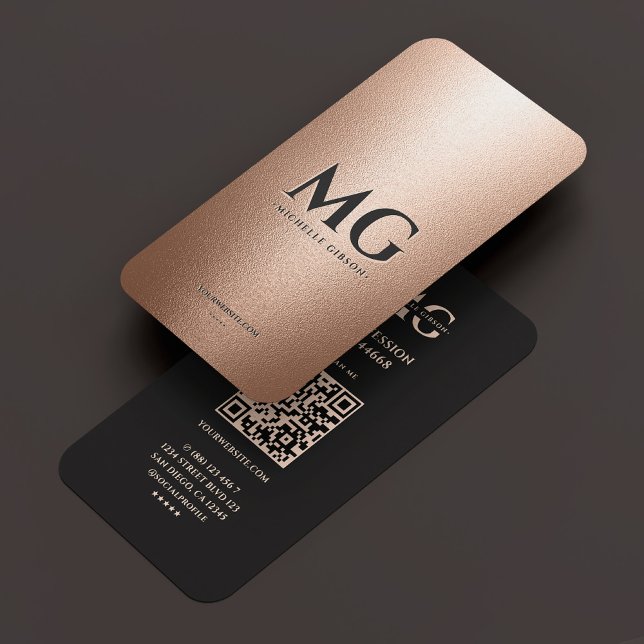 Professional Faux Rose gold Black Initials Minimal Business Card (Professional Rose Gold Black Initials Minimal Business Card
)