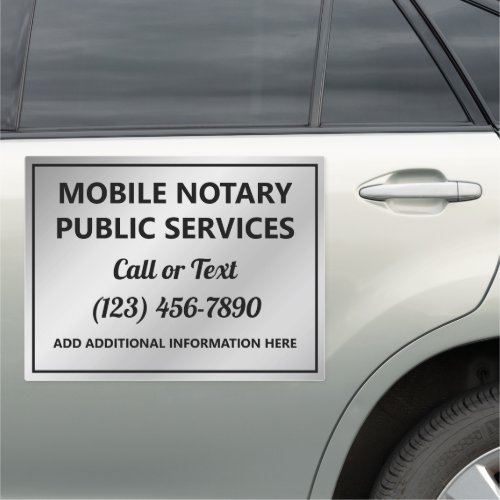 Professional Faux Silver Traveling Notary Services Car Magnet