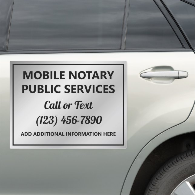 Professional Faux Silver Traveling Notary Services Car Magnet (In Situ)