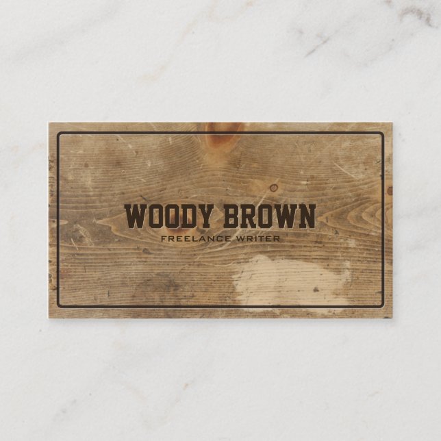 Professional Faux Wood Simple Business Card (Front)