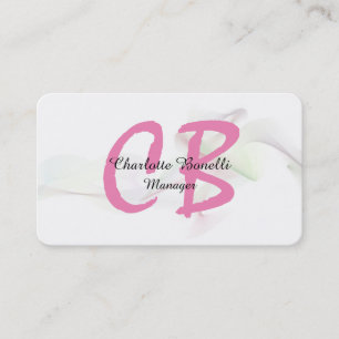 Professional Feminine Abstract Curve Pink Monogram Business Card