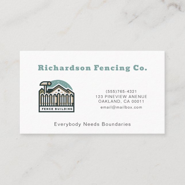 Professional Fence Company Fencing Service Business Card (Front)