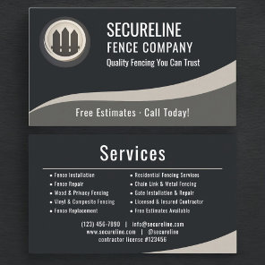 Professional Fencing Fence Builder Repair Company Business Card