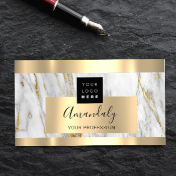 Professional Finance Investment Marble Gold Logo Business Card by luxury_luxury at Zazzle