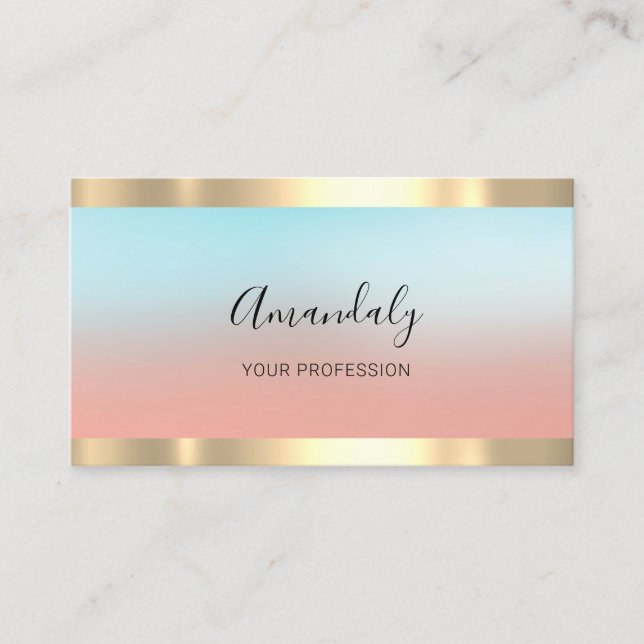 Professional Finance Investment Ombre Blue Rose Business Card (Front)