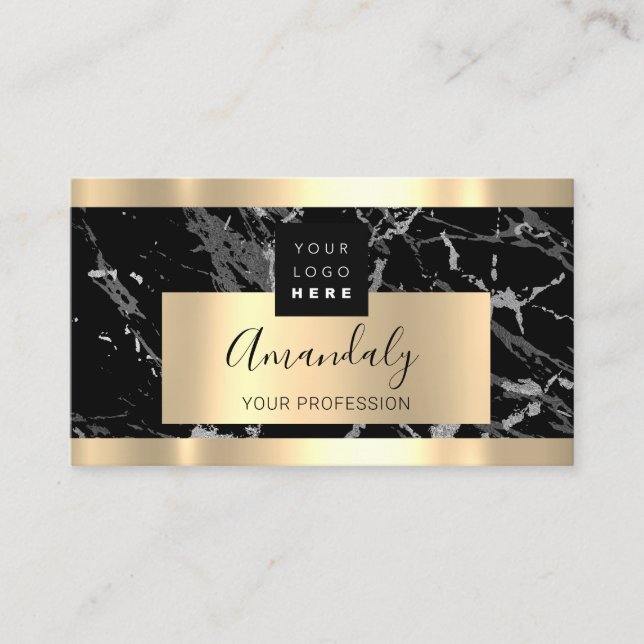 Professional Finance Investment Services Gold Logo Business Card (Front)