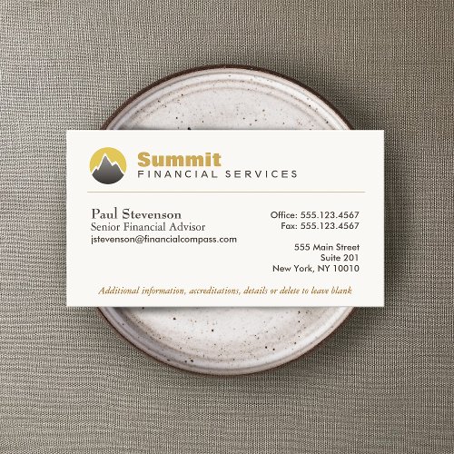 Professional Financial Advisor &amp; Analyst Finance Business Card