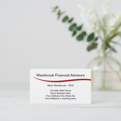 Professional Financial Advisors Business Card Zazzle
