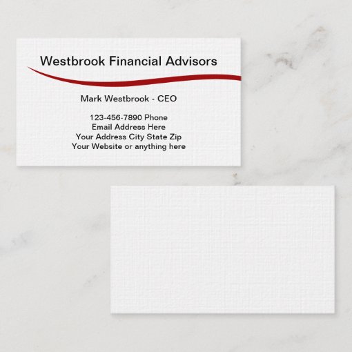 Professional Financial Advisors Business Card Zazzle