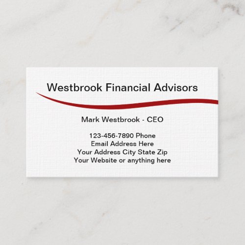Professional Financial Advisors Business Card