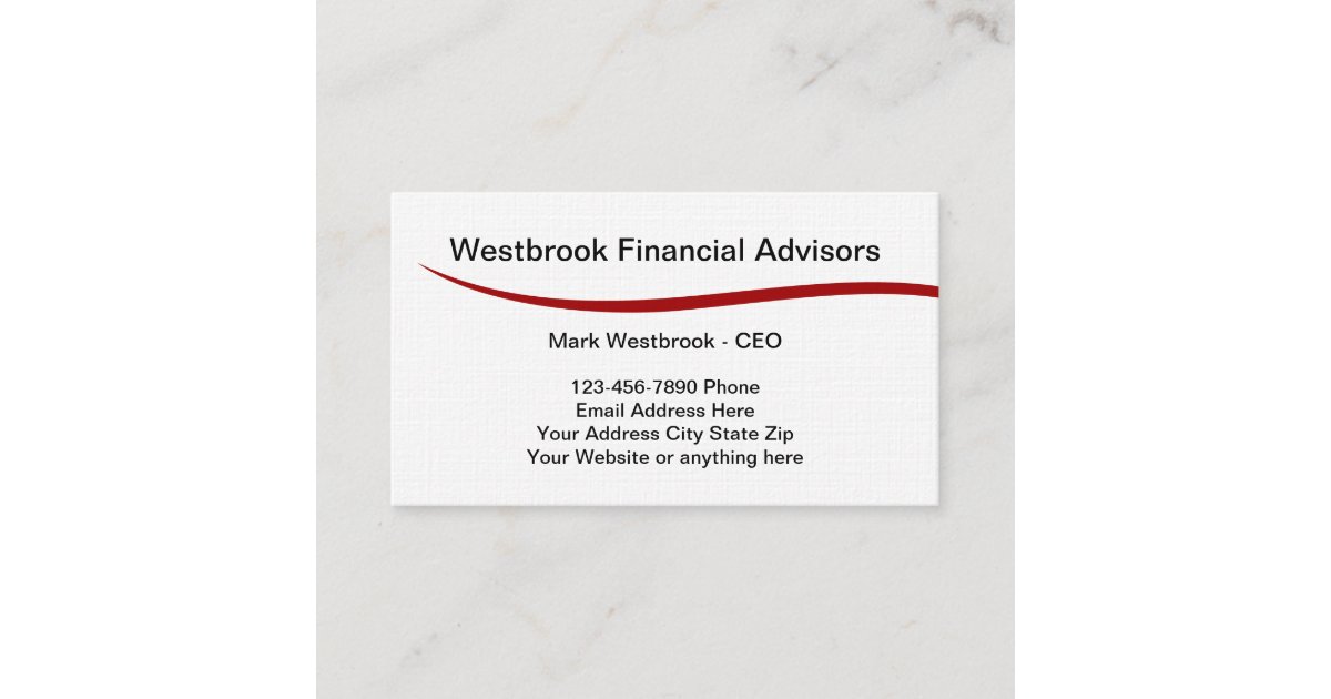 Professional Financial Advisors Business Card Zazzle