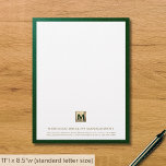 Professional Financial Letterhead<br><div class="desc">Elevate your financial correspondence with our Professional Financial Letterhead. The brushed gold monogram initial emblem,  combined with your company details and contact information in classic golden typography framed by a rich emerald green border,  adds a touch of elegance to your business communications with clients and partners.</div>