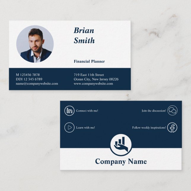 Professional Financial Planner White-Blue Business Loyalty Card (Front/Back)