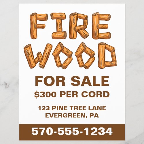 Professional Firewood Wood For Sale Custom Flyer