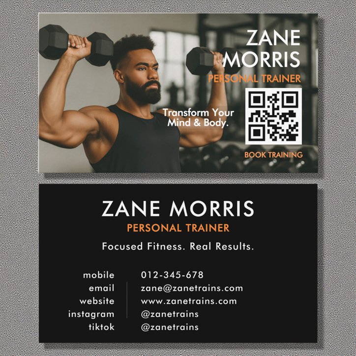 Professional Fitness Coach Photo QR Code Business Card