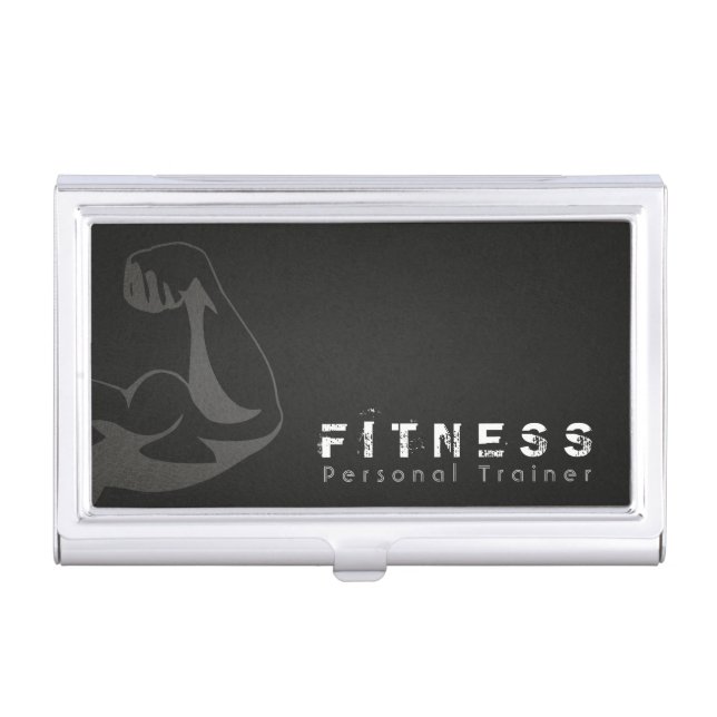 Professional Fitness Personal Trainer muscle Business Card Case (Front)