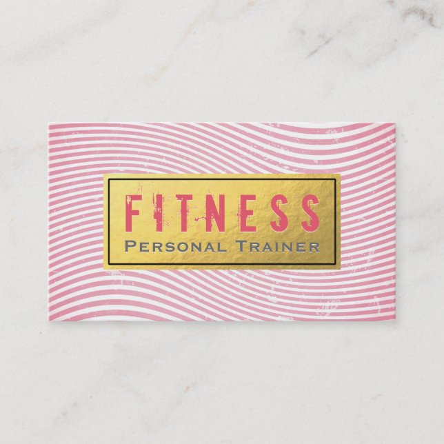 Professional Fitness Personal Trainer Pink & Gold Business Card (Front)