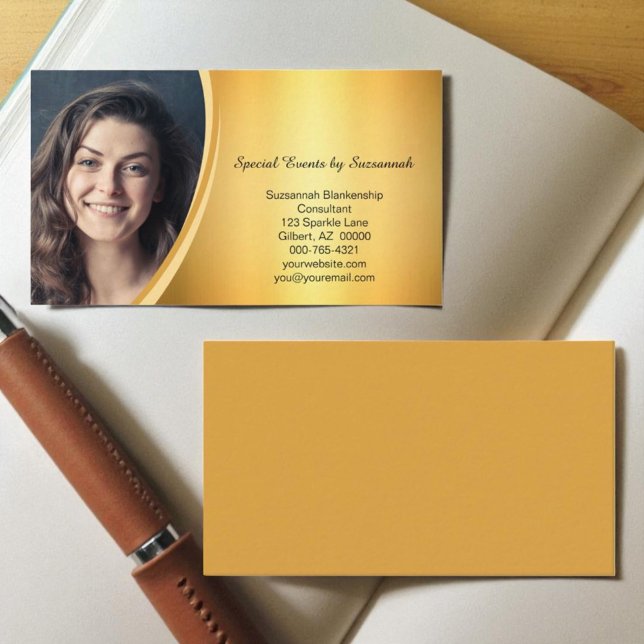 Professional Flared Gold Custom Photo  Business Card (Creator Uploaded)