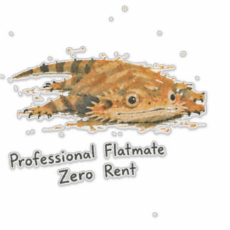 Professional Flatmate Zero Rent Bearded Dragon Art Sticker