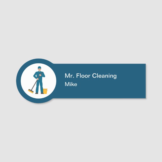 Professional Floor Cleaning Service Employee Name Tag (Front)