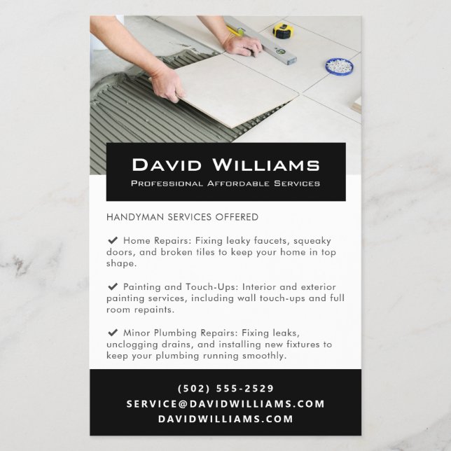 Professional Flooring and Tiler Handyman Services Flyer (Front)