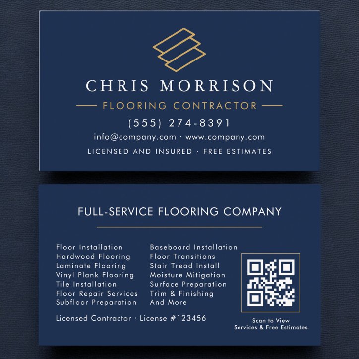 Professional Flooring Service QR Code Business Card