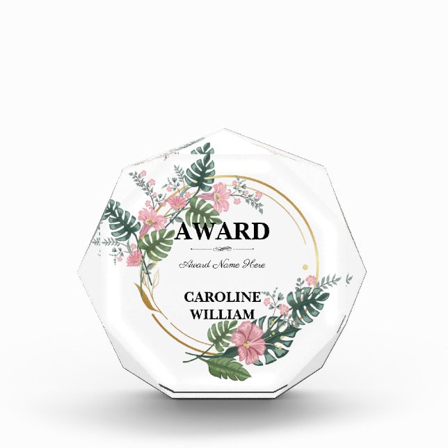 Professional Floral Business Custom Details Acrylic Award (Front)