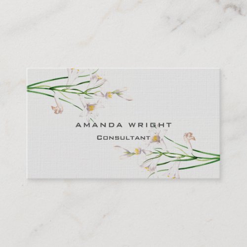 Professional Floral Linen Modern Minimalist Plain Business Card