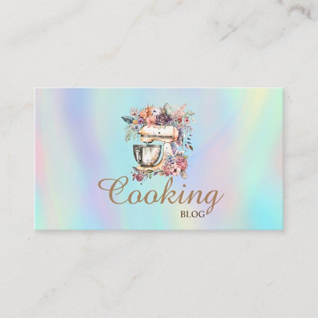 Professional,Floral Mixer,Cooking Holographic Business Card (Front)