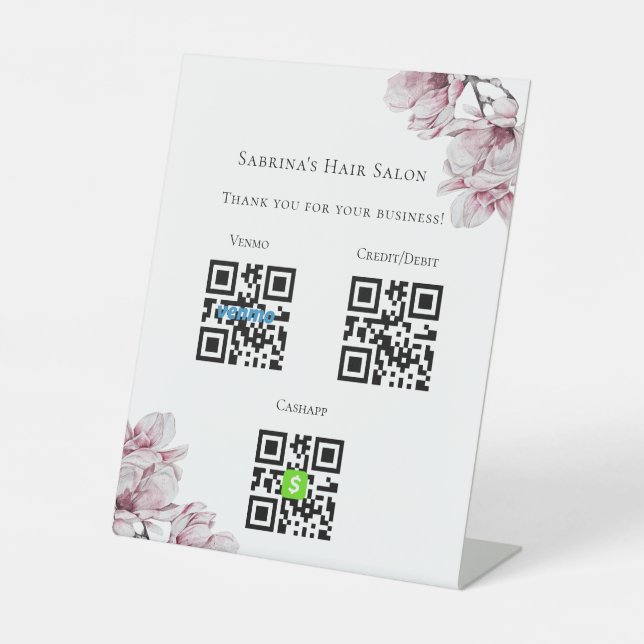 Professional Floral Scan to Pay Business Sign (Front)
