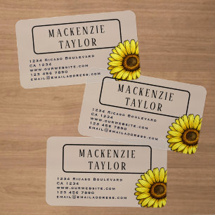 Professional Floral Sunflower Clear Business Cards