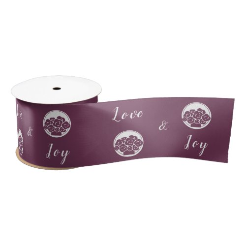 Professional Florist Logo Love and Joy Purple Satin Ribbon