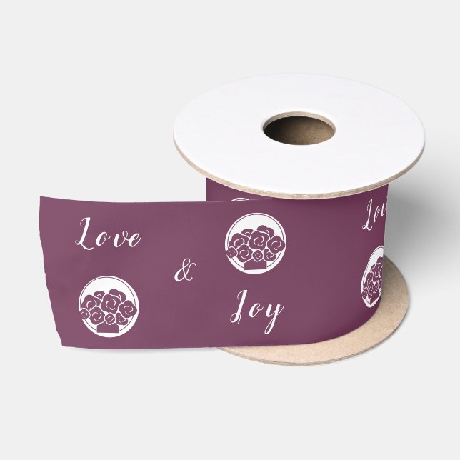 Professional Florist Logo 'Love and Joy' Purple Satin Ribbon (Spool)