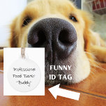 Professional Food Taster Funny Dog Cat Pet ID Tag<br><div class="desc">Simple Text Typography Pet Dog Cat Funny Saying Humor Personalized ID Lost Pet ID Tag. Add your pet's name and phone number.</div>